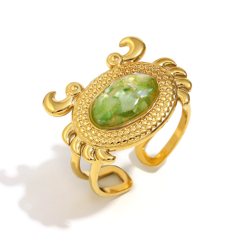 Wholesale Stainless steel 18K gold plated cross-line open ring